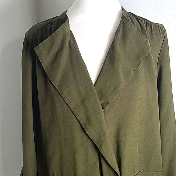 Nine West Army Green Utility Jacket with Pockets & Fold-over Collar, Size Medium - Picture 5 of 12